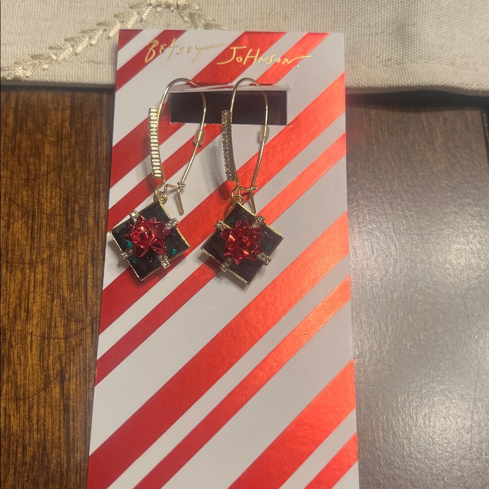 Betsey Johnson Red and Green Christmas gift Earrings